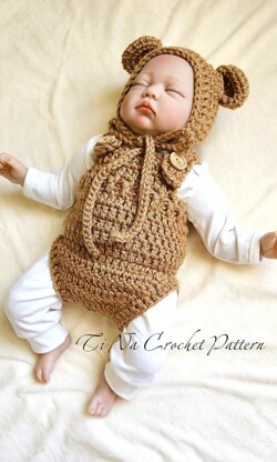 Bear Baby Bonnet and Romper