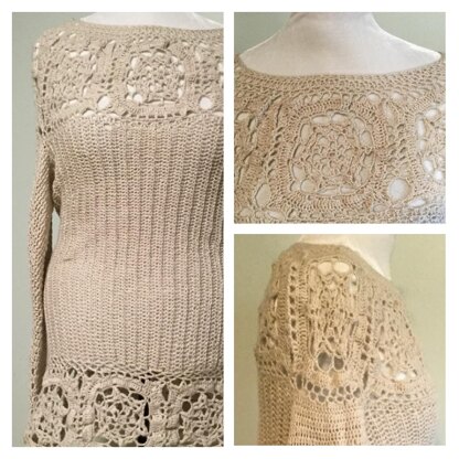 Lace Motif Tunic Sweater