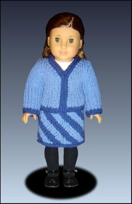 Knitting pattern. Fits American Girl Doll and 18 inch doll. blazer and Skirt. 039