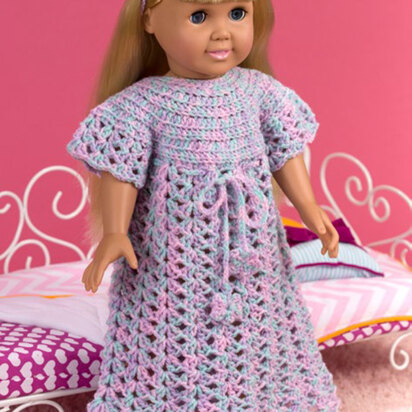 Bedtime Nightgown for Dolls in Red Heart Anne Geddes Baby - LW4759 - Downloadable PDF