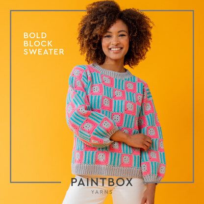 Bold Block Sweater - Free Crochet Pattern for Women in Paintbox Yarns Cotton DK