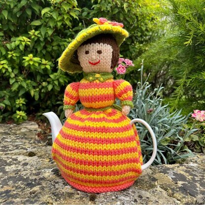 Edwardian Lady 4 Cup Teapot Cosy Knitting Pattern - Novelty Teapot Cosy Knitting Pattern