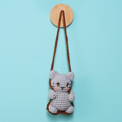 Swinging Gray Cat Car Hanging