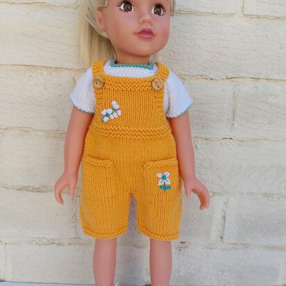 18in doll dungarees and top