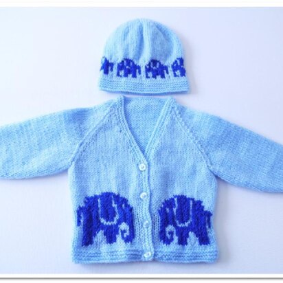 I Love Elephants - Baby Jacket and Hat