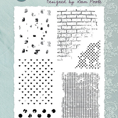 Creative Expressions Sam Poole Shabby Textures 6 in x 8 in Clear Stamp Set