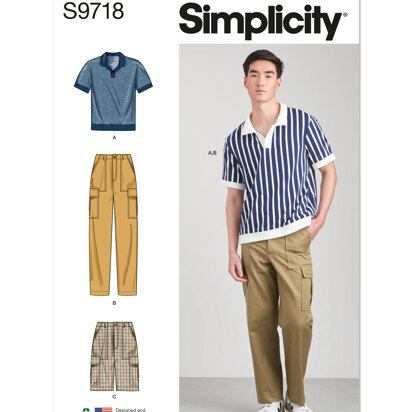 Simplicity Men's Knit Top, Cargo Pants and Shorts S9718 - Sewing Pattern
