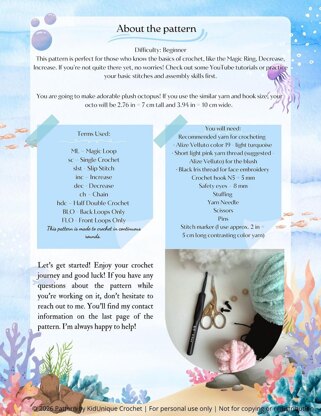 Small no sew plush octopus