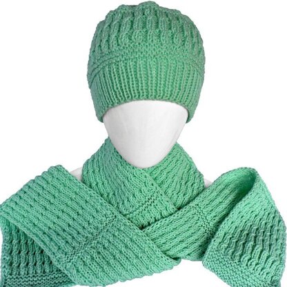 Cabled Rib Scarf & Hat Set