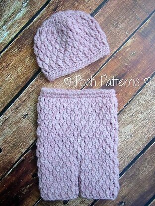 Faux Cable Baby Pants and Hat Set 294