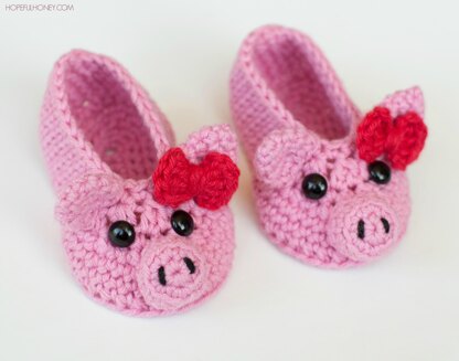 Pink Piggy Baby Booties