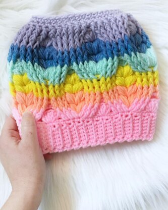 The Woven Hearts Bun Beanie