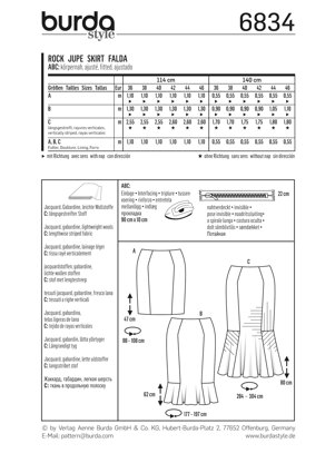 Burda Style Skirt Sewing Pattern B6834 - Paper Pattern, Size 10 - 20