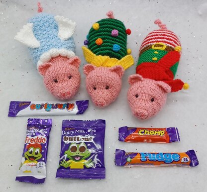 PDF Knitting Pattern DK Pigs in Blankets Christmas Decoration Gift Bag Toy Gift Charity knit EASY Christmas Eve Box Chocolate Selection Box