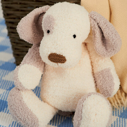 Patch The Puppy Toy in Sirdar Snuggly Snowflake DK and Hayfield Bonus DK  - 1244 - Downloadable PDF
