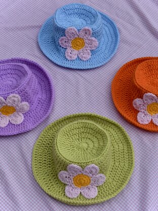 Crocheted flower power hat