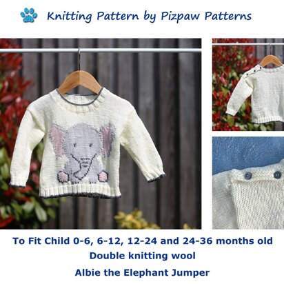 Albie the Elephant Jumper/Sweater - knitting pattern