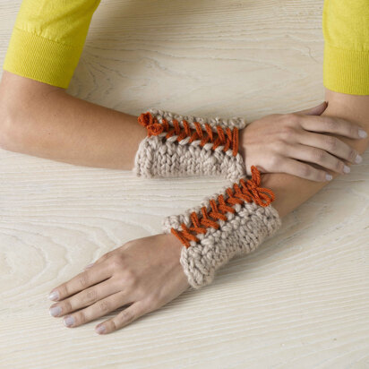 Laced Up Wristers in Lion Brand Vanna's Choice and Wool-Ease Thick & Quick - 90700AD