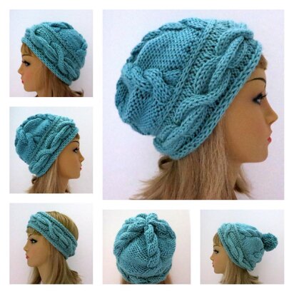 Tatyana Hat and Headband  with 3D Cables - knitting pattern