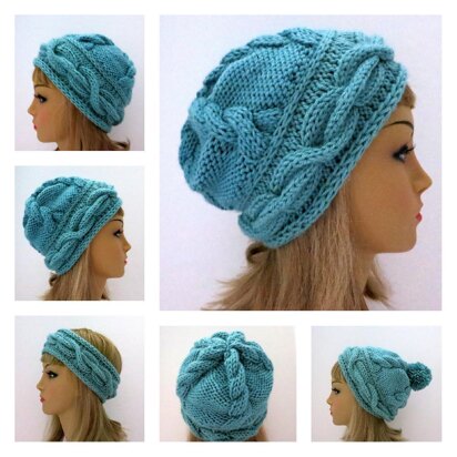 Tatyana Hat and Headband  with 3D Cables