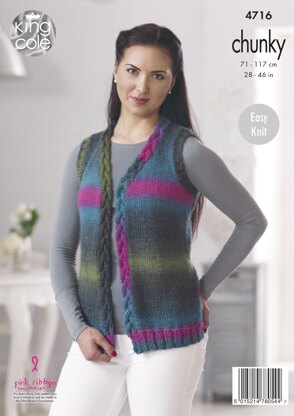 Cardigan & Waistcoat in King Cole Riot Chunky - 4716 - Downloadable PDF