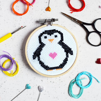The Make Arcade Penguin Cross Stitch Kit