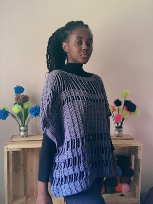 Distressed poncho sweater pattern