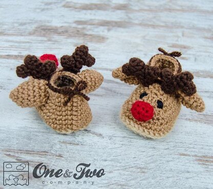 Reindeer Booties - Baby sizes