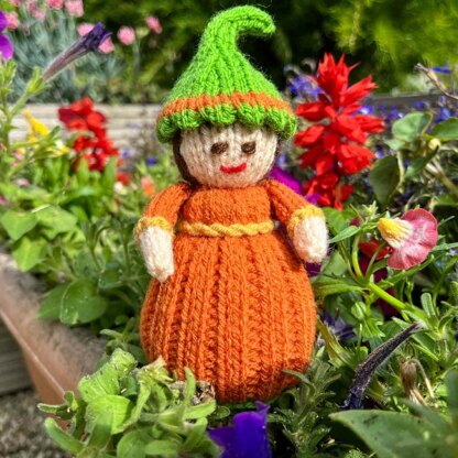 Halloween Pumpkin Doll Knitting Pattern - Toy Knitting Pattern