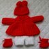 Easy knitting pattern 10" Doll, matinee Coat, Hat, Shorts and Boots