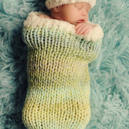 Sweet Dreams Baby Cocoon and Hat Set in Lion Brand Tweed Stripes - L20132