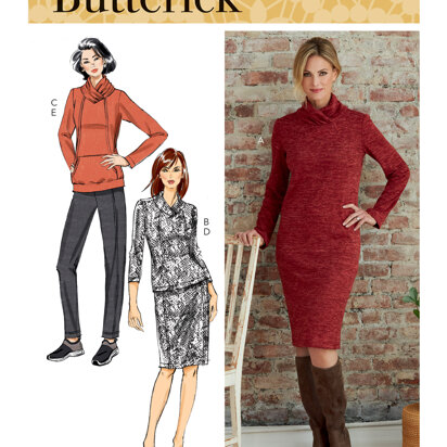 Butterick Strickkleider, Oberteile, Röcke und Hosen für Damen B6858 - Schnittmuster