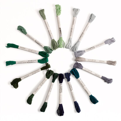 Paintbox Crafts Stranded Cotton Rich Botanical - Dark Green & Blue 16 Colour Pack