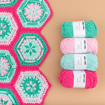 Crochet Pattern Yarn and Colors Flower Hexagon Baby Blanket