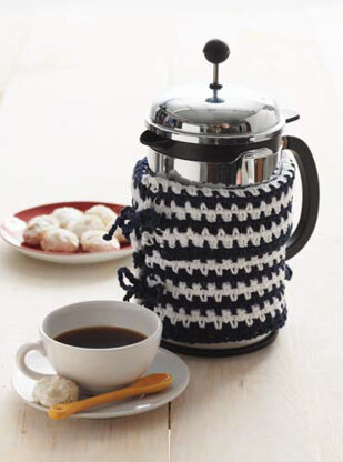 Basic Striped French Press Cozy in Lily Sugar 'n Cream Solids