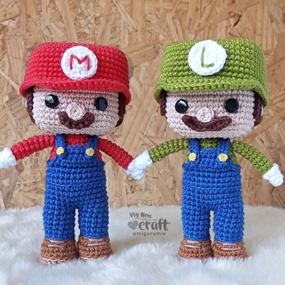 Luigi Crochet Pattern PDF Plush Amigurumi Tutoriel US Terms Super Mario /  FR Patron Au Crochet Peluche Luigi Fichier Pdf à Imprimer 