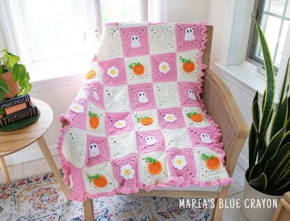 Spooky Cute Halloween Granny Square Blanket