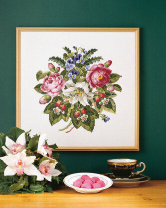 Permin Flower Picture Cross Stitch Kit - 42x52cm