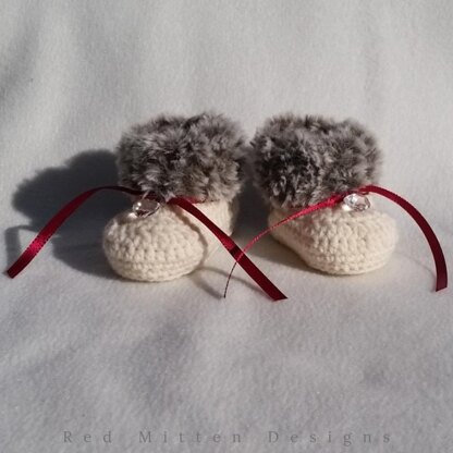 Faux Fur and Wool Baby Booties
