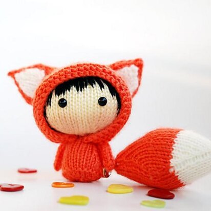 Orange Fox Doll with removable tail - knitting pattern