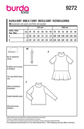 Burda Style Children's Top, Dress with Roll Neck Collar B9272 - Paper Pattern, Size 5-10 (110-140)