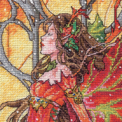 Dimensions The Gold Collection: Dancing Fall Fairy Cross Stitch Kit - 10in x 17in
