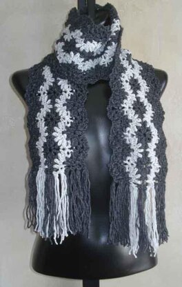 #80 Lacy Striped Crochet Scarf