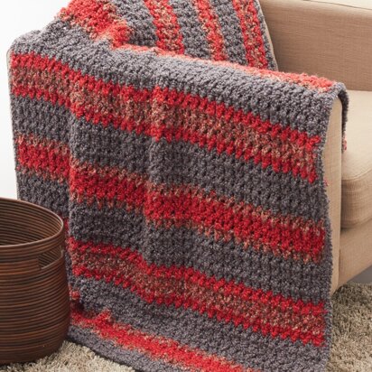 Striped Crochet Afghan in Bernat Soft Boucle