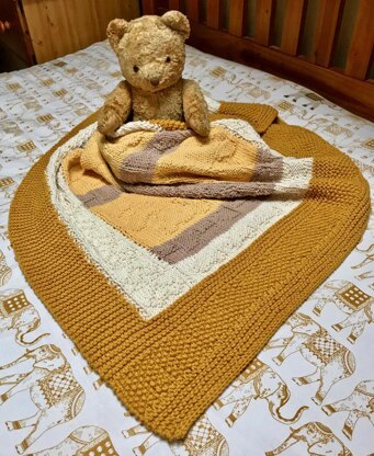 Bears and Bows Baby Blanket (Afghan) in Cotton Aran