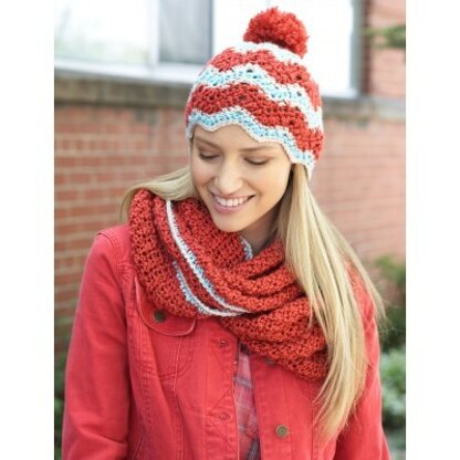 Ripple Hat and Cowl Set in Bernat Satin - Downloadable PDF