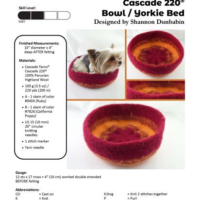 Bowl/Yorkie Bed in Cascade 220® - W771 - Downloadable PDF - knitting pattern