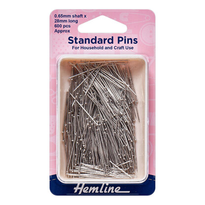 Hemline Standard Pins 28mm Nickel - 600 Pieces