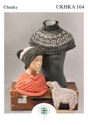 UKHKA 164 Hat, Cowl and Fairisle Neck Warmer - UKHKA164pdf - Downloadable PDF