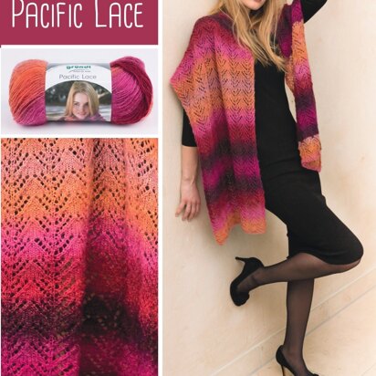 Pacific Lace Shawl with Lace Pattern in Gründl - Downloadable PDF